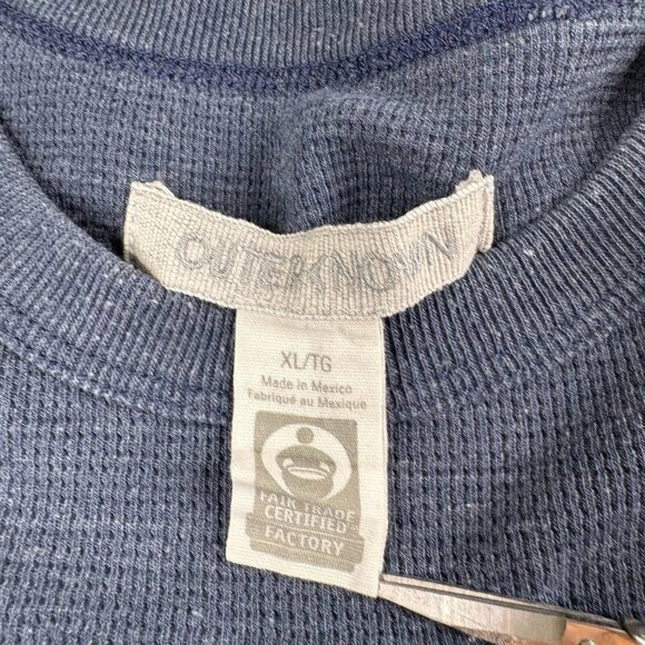 Outer Known Mens Navy Blue Long Sleeve Waffle Knit Thermal T-Shirt Size X-Large - Picture 6 of 10